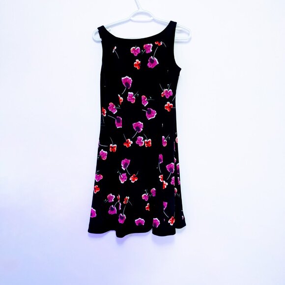 Chaps Navy Floral Print Dress – Comfortable Jersey, Like New - Picture 3 of 3